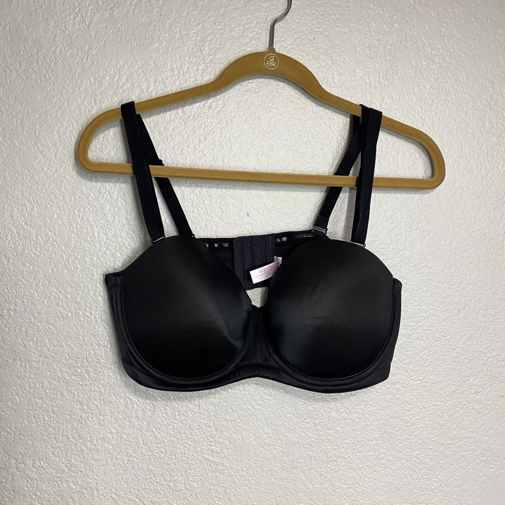 Cacique Bra Women's 40D Black Strapless Convertible Adjustable Lined Underwire